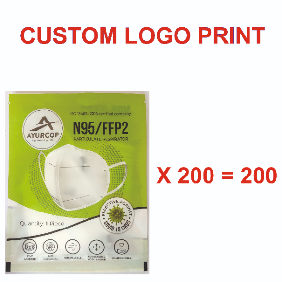 (PACK OF 200 PCS) CUSTOM LOGO N95 MEDICAL GRADE MASK